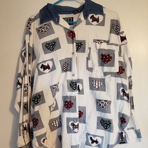 Quizz New York button down scottie dogs & hearts